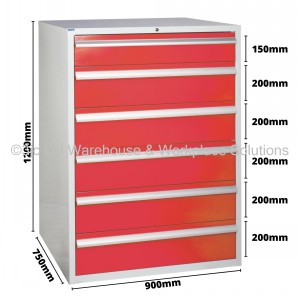 Euroslide Storage Cabinet 6 Drawer 1200mm